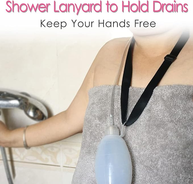 Mastectomy Drain Pouches + Shower Lanyard Set