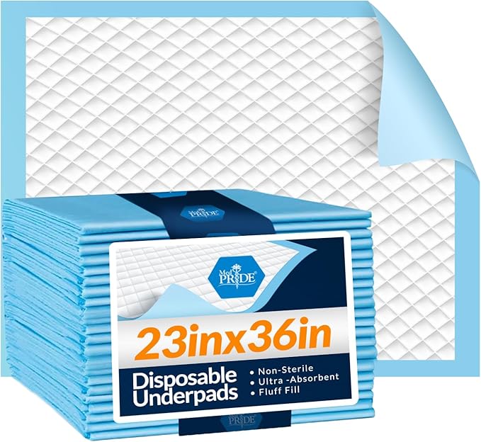Disposable Underpads 23&quot; x 36&quot; (25-Count) — Soft, Super-Absorbent Bed &amp; Chair Protectors for Post-Op Hygiene