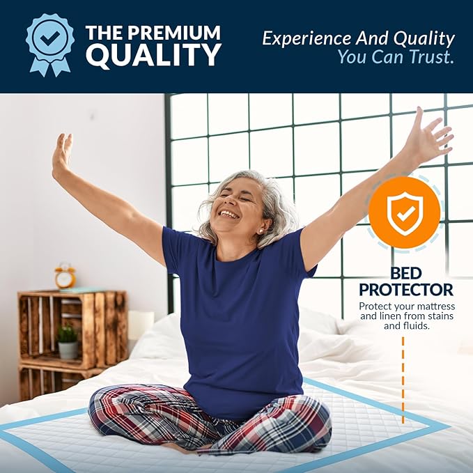 Disposable Underpads 23&quot; x 36&quot; (25-Count) — Soft, Super-Absorbent Bed &amp; Chair Protectors for Post-Op Hygiene