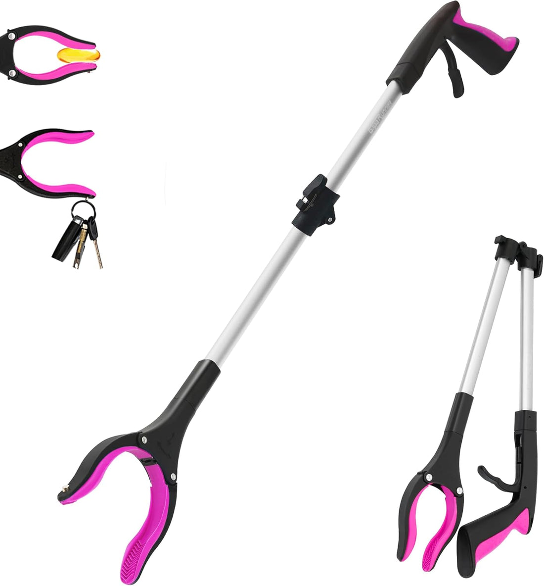 32&quot; Reacher Grabber with Rotating Head &amp; Magnetic Tip — Lightweight Aluminum Post-Op Reach Aid for Home &amp; Travel