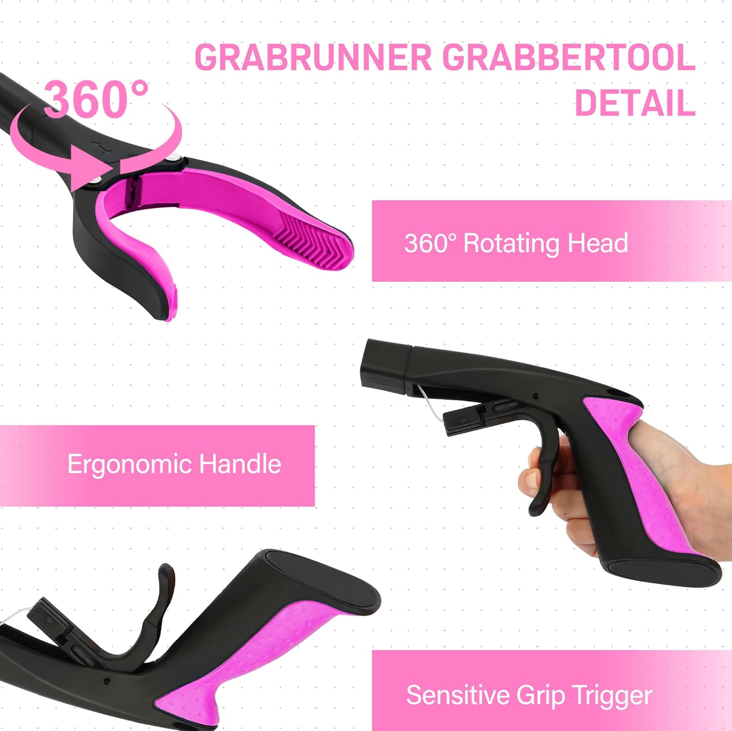 32&quot; Reacher Grabber with Rotating Head &amp; Magnetic Tip — Lightweight Aluminum Post-Op Reach Aid for Home &amp; Travel