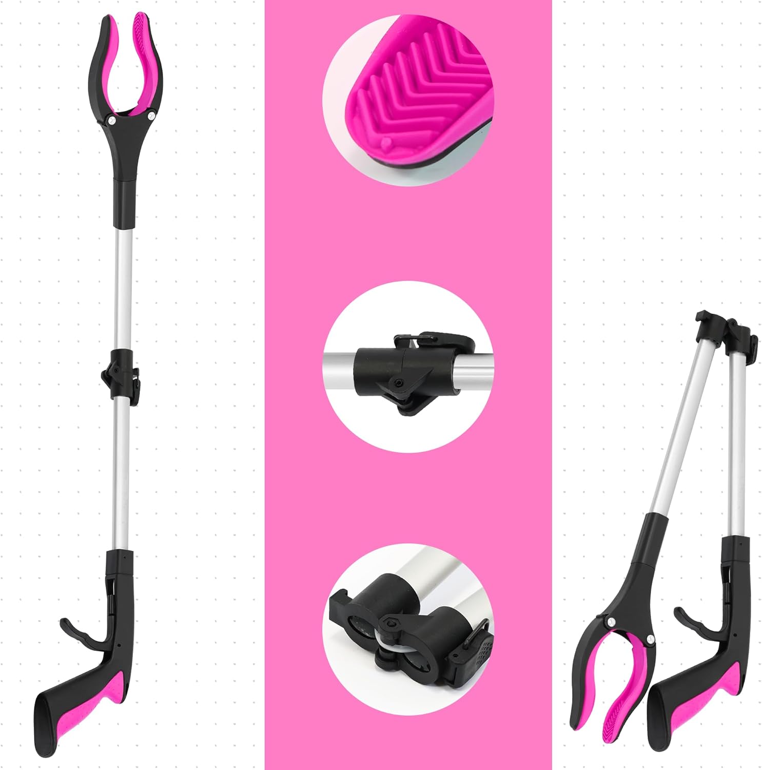 32&quot; Reacher Grabber with Rotating Head &amp; Magnetic Tip — Lightweight Aluminum Post-Op Reach Aid for Home &amp; Travel