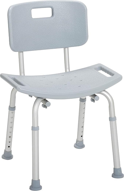 Shower Chair with Back for Post-Op Bathing — Adjustable Height, Non-Slip Feet &amp; Drainage Seat by Drive Medical